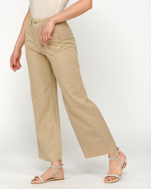 God Save Denim Straight Leg Trousers with Beige Pockets