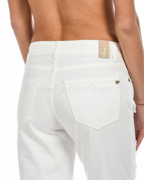 Up Jeans Bianco Con Strappi e Sfrangiato  0095T14