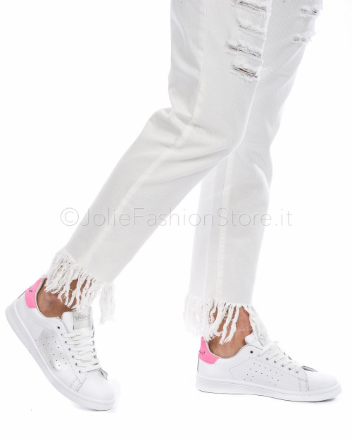 Up White Jeans With Rips and Fringed  0095T14