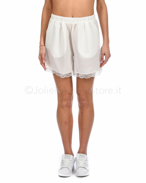Empathie White Shorts with Lace Inserts