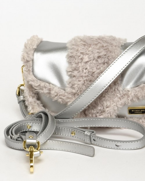 My Best Bag Mini Yaya Fur Silver Bag  MYB 8114 SILVER