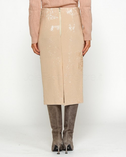 Solo Tre Midi Skirt in Sequins in Powder  M1S0129 SU 30/1S