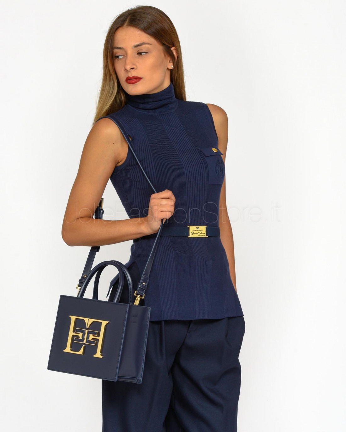 Elisabetta Franchi Top In Maglia Navy Top