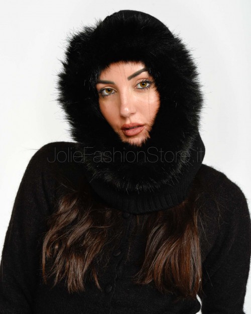 Regina Gold Balaclava Nero con Ecopelliccia  40622 NERO
