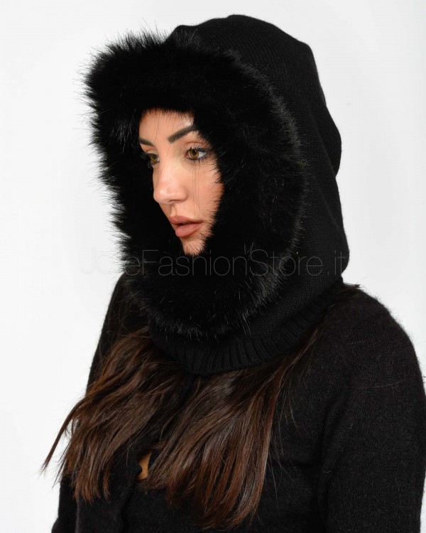 Regina Gold Balaclava Black with Faux Fur  40622 NERO
