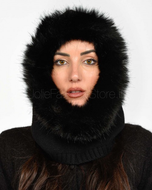 Regina Gold Balaclava Nero con Ecopelliccia  40622 NERO
