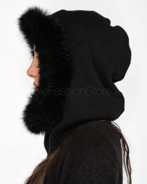 Regina Gold Balaclava Black with Faux Fur  40622 NERO