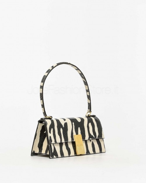 Mouliebre Pochette Vitello Stampa Zebra Bianco e Nero  NINA BIANCO NERO