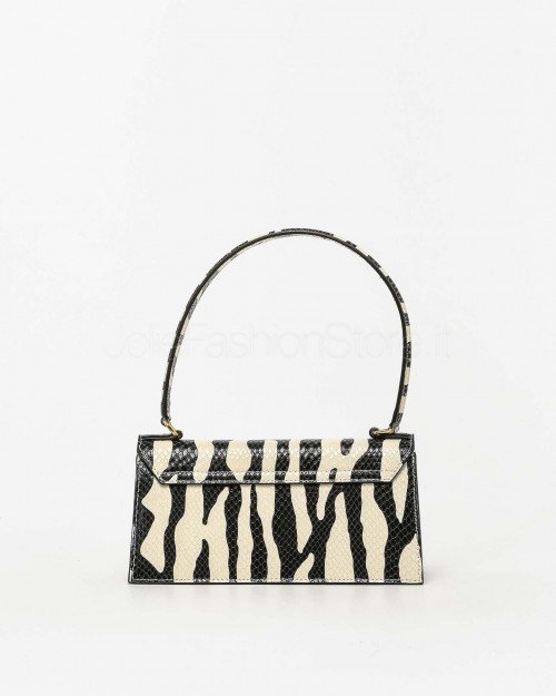Mouliebre Pochette Vitello Stampa Zebra Bianco e Nero  NINA BIANCO NERO