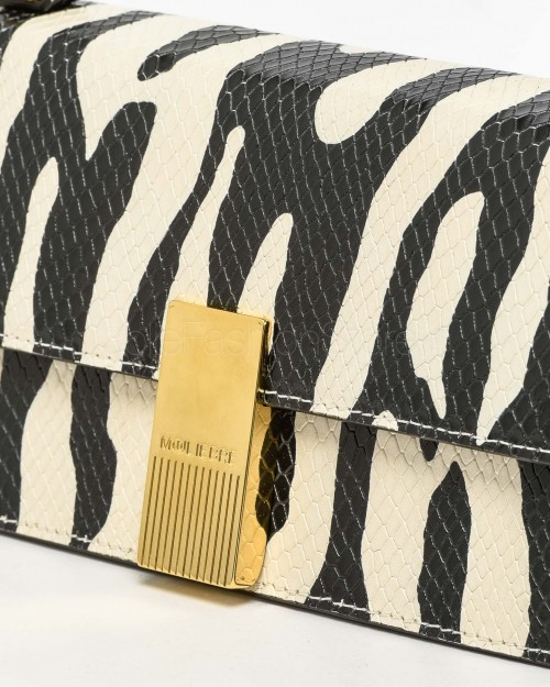 Mouliebre Pochette Vitello Stampa Zebra Bianco e Nero  NINA BIANCO NERO
