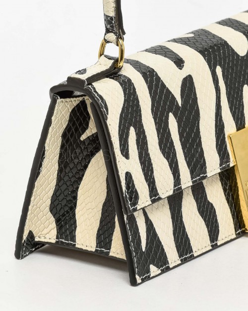 Mouliebre Pochette Vitello Stampa Zebra Bianco e Nero  NINA BIANCO NERO