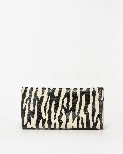 Mouliebre Pochette Kalbsleder Zebra-Print Schwarz und Weiß