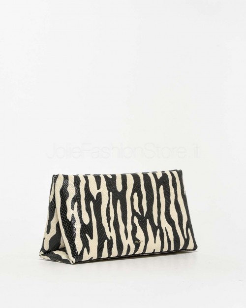 Mouliebre Pochette Vitello Stampa Zebra Bianco e Nero  CARLOTTA BIANCO NERO