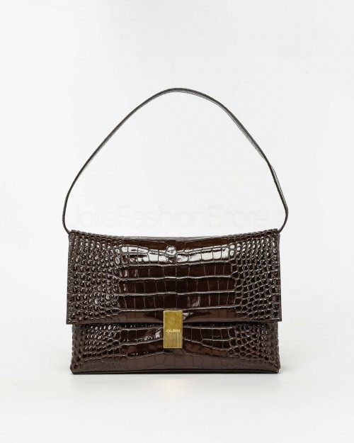 Mouliebre Tasche Kalbsleder Print Krokodil Braun