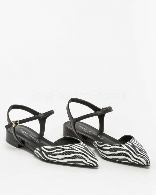 Sergio Levantesi Ballerina Aperta Zebrata  FELIX ZEBRA BIANCO NERO