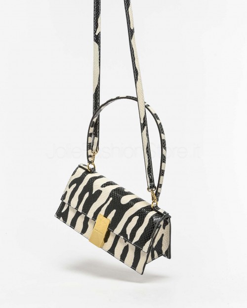 Mouliebre Pochette Vitello Stampa Zebra Bianco e Nero  NINA BIANCO NERO