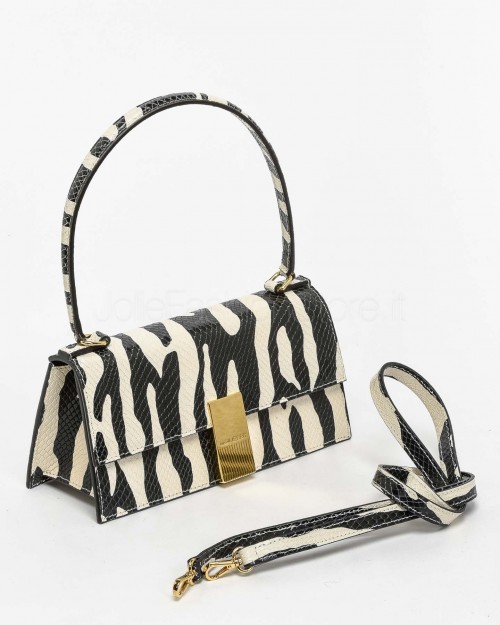 Mouliebre Pochette Vitello Stampa Zebra Bianco e Nero  NINA BIANCO NERO