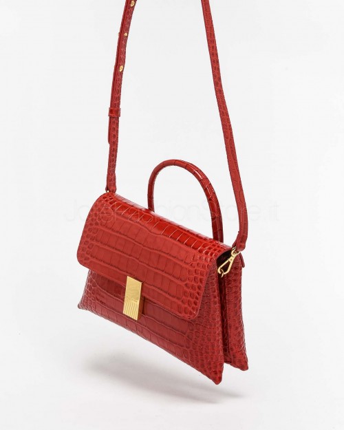 Mouliebre Crocodile Print Calfskin Bag Ruby  MARTINA RUBINO