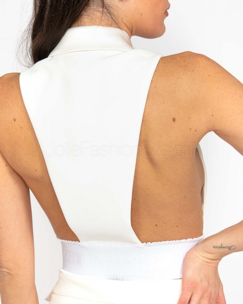 Elisabetta Franchi Light Crêpe Vest White  GL00251E2 360