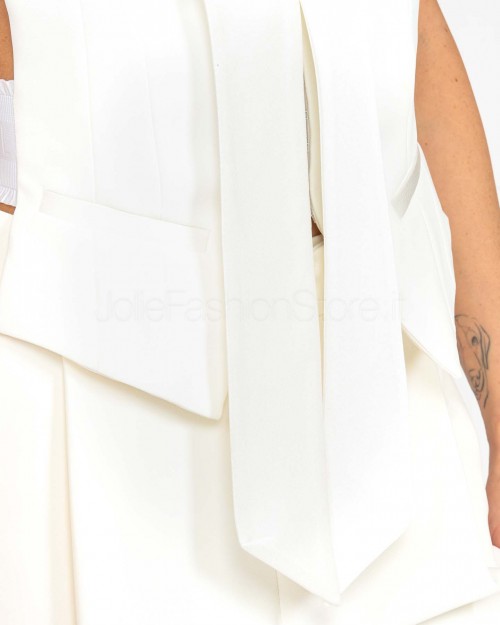 Elisabetta Franchi Light Crêpe Vest White  GL00251E2 360