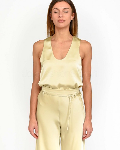 Patrizia Pepe Modern Beige Shiny Satin Top  8C0725 A459 B814