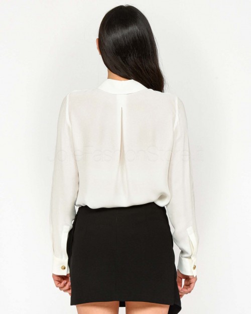 Elisabetta Franchi Camicia in Georgette con Bande Lettering Bianco  CA05451E2 360