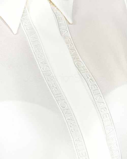 Elisabetta Franchi Camicia in Georgette con Bande Lettering Bianco  CA05451E2 360