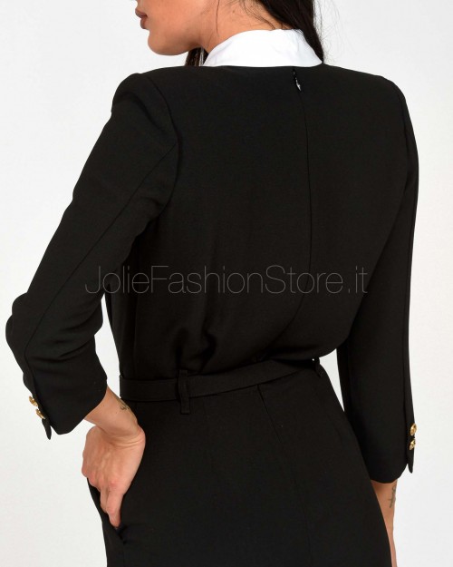 Elisabetta Franchi Tuta Con Pettorina e Foulard Nero  TU04752E2 110