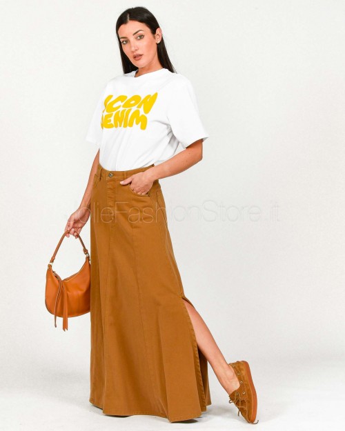 Icon Denim T-shirt Bianco Logo Giallo  SAMMY J806 WHITE