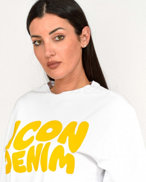 Icon Denim T-shirt Bianco Logo Giallo  SAMMY J806 WHITE