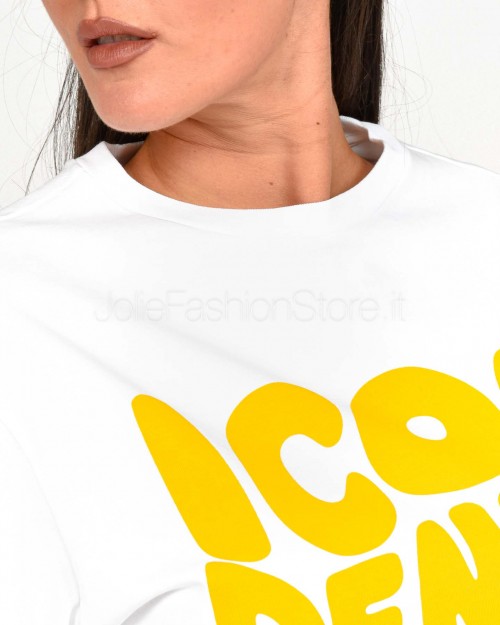 Icon Denim T-shirt Bianco Logo Giallo  SAMMY J806 WHITE