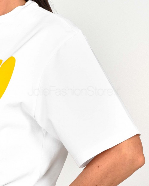 Icon Denim T-shirt Bianco Logo Giallo  SAMMY J806 WHITE