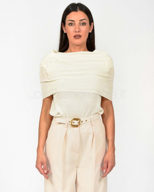 Meimeij Maglia Collo a Scialle Latte  M5PZ16 111