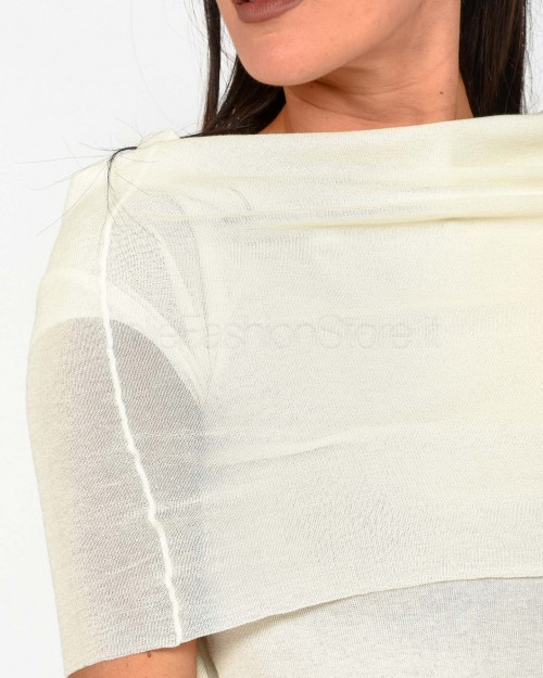 Meimeij Maglia Collo a Scialle Latte  M5PZ16 111