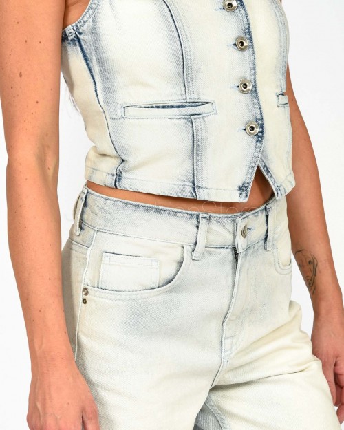 Patrizia Pepe VEST Bleached Blue  2C1608 D105 CA63