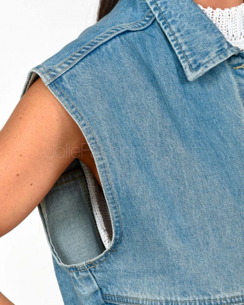 Grace & Mila Gilet Denim  PAULETTE_12984 LIGHT BLUE