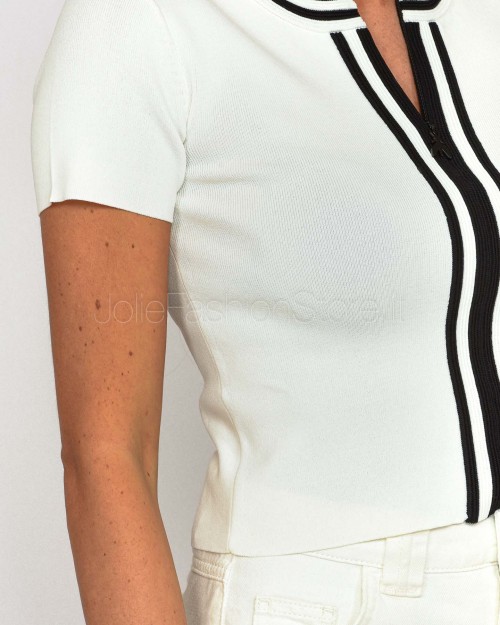 Patrizia Pepe Top Con Bordi a Contrasto Bianco/Nero  2K0315 K253 X1Z0