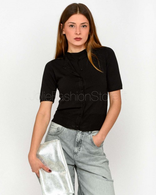 Solo Tre Cardigan Manica Corta Nero  M3D0061 A 99