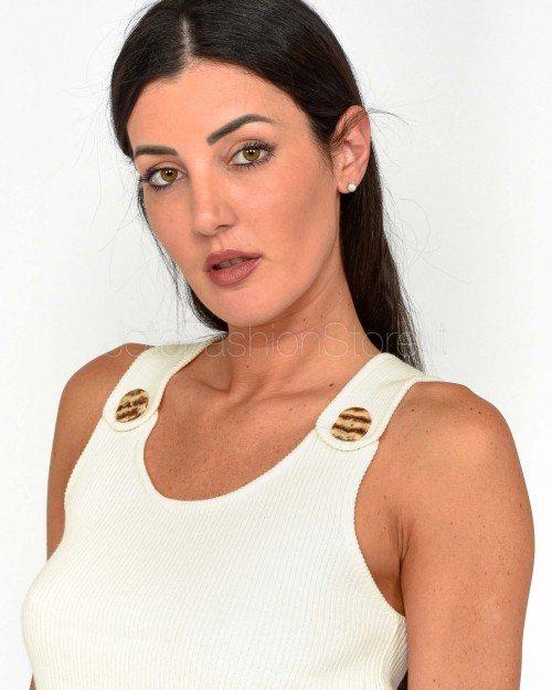 Not Shy Canotta 2 Bottoni Beige  4603124