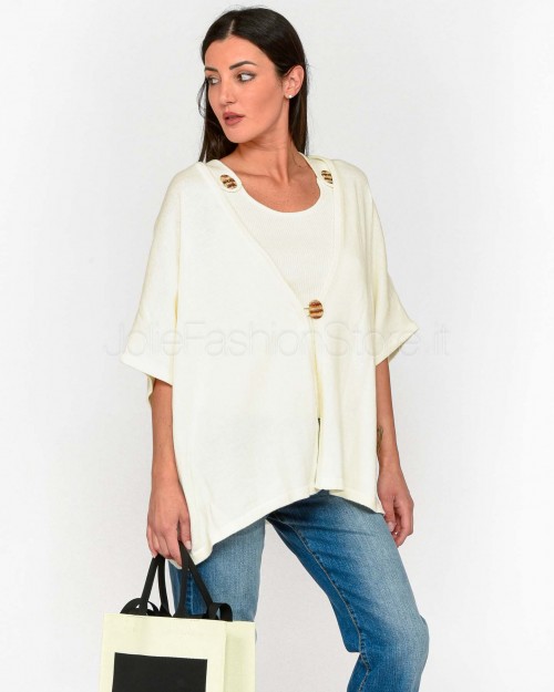 Not Shy Cardigan 1 Bottone Beige  4603122 BLANC PUR