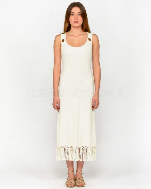 Not Shy Abito 2 Bottoni con Frange Bianco  4603123 BLANC PUR