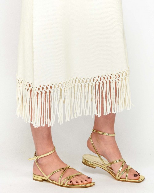 Not Shy Abito 2 Bottoni con Frange Bianco  4603123 BLANC PUR