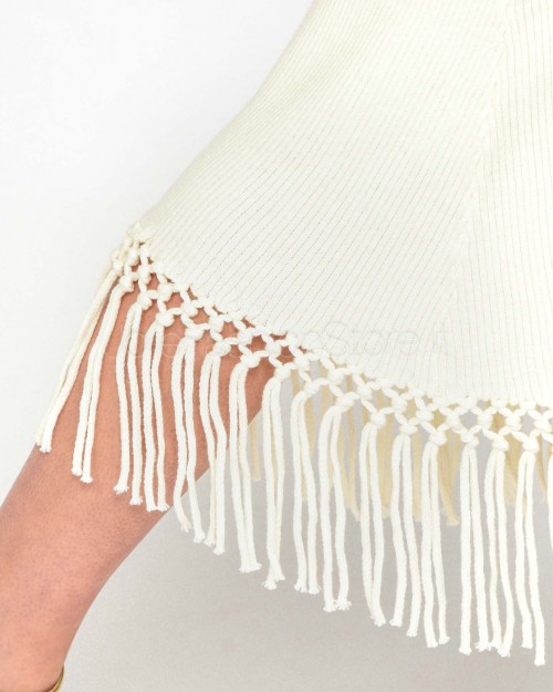 Not Shy Abito 2 Bottoni con Frange Bianco  4603123 BLANC PUR
