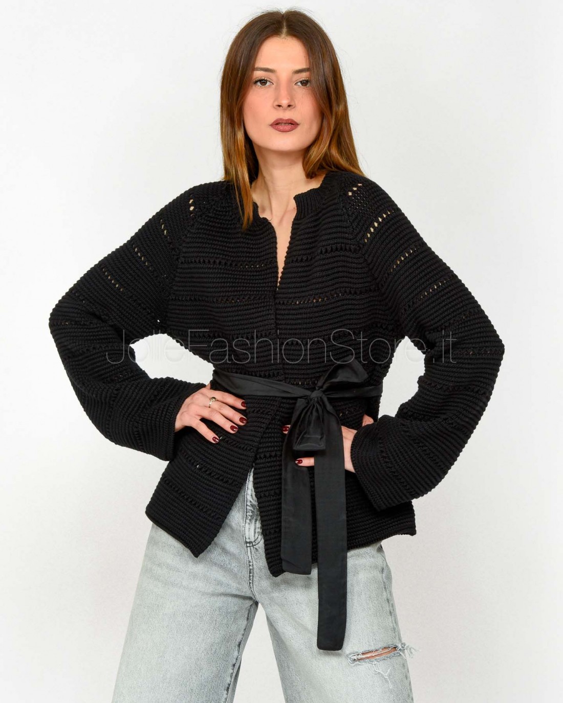 SOLO TRE CARDIGAN CON NASTRO NERO  M3D0030 A 99