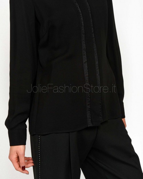 Elisabetta Franchi Camicia in Georgette con Bande Lettering Nero  CA05451E2 110