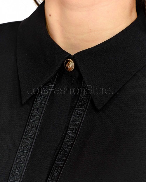 Elisabetta Franchi Camicia in Georgette con Bande Lettering Nero  CA05451E2 110