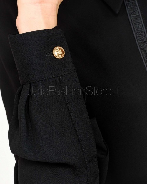 Elisabetta Franchi Camicia in Georgette con Bande Lettering Nero  CA05451E2 110