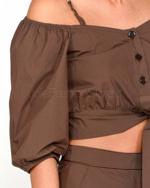 Patrizia Pepe Top Camicia Sensual Brown  2C1606 A570 B825