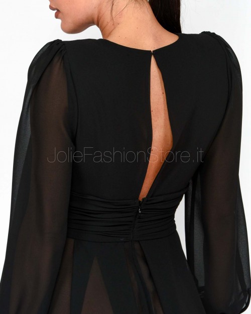 Elisabetta Franchi Abito Red Carpet Con Ruches Nero  ABRT252E2 110