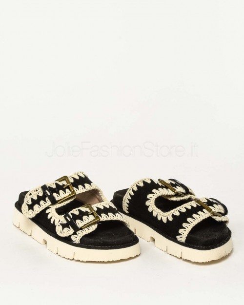 Mou Bio Two Buckles Sandal Black/White  S25_MU.SW461005A- BKW